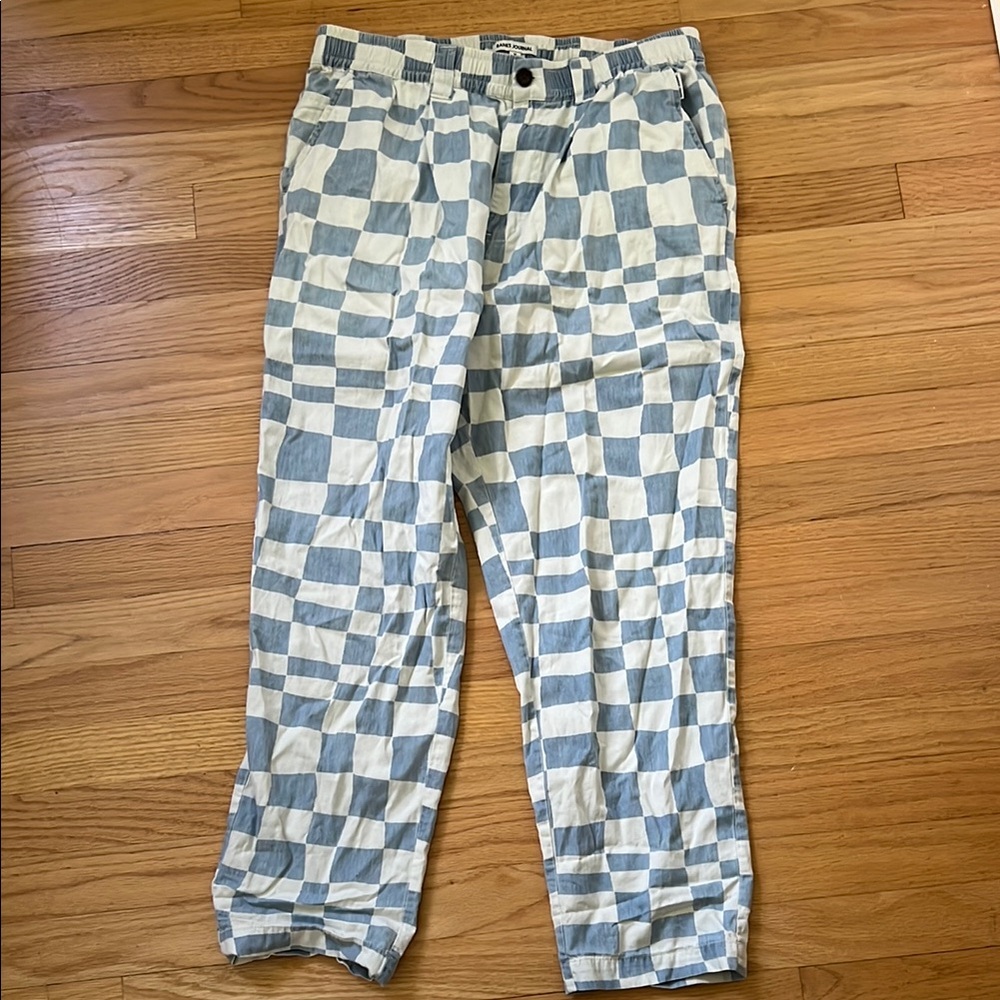 Blue and White Checkered Men's Chinos